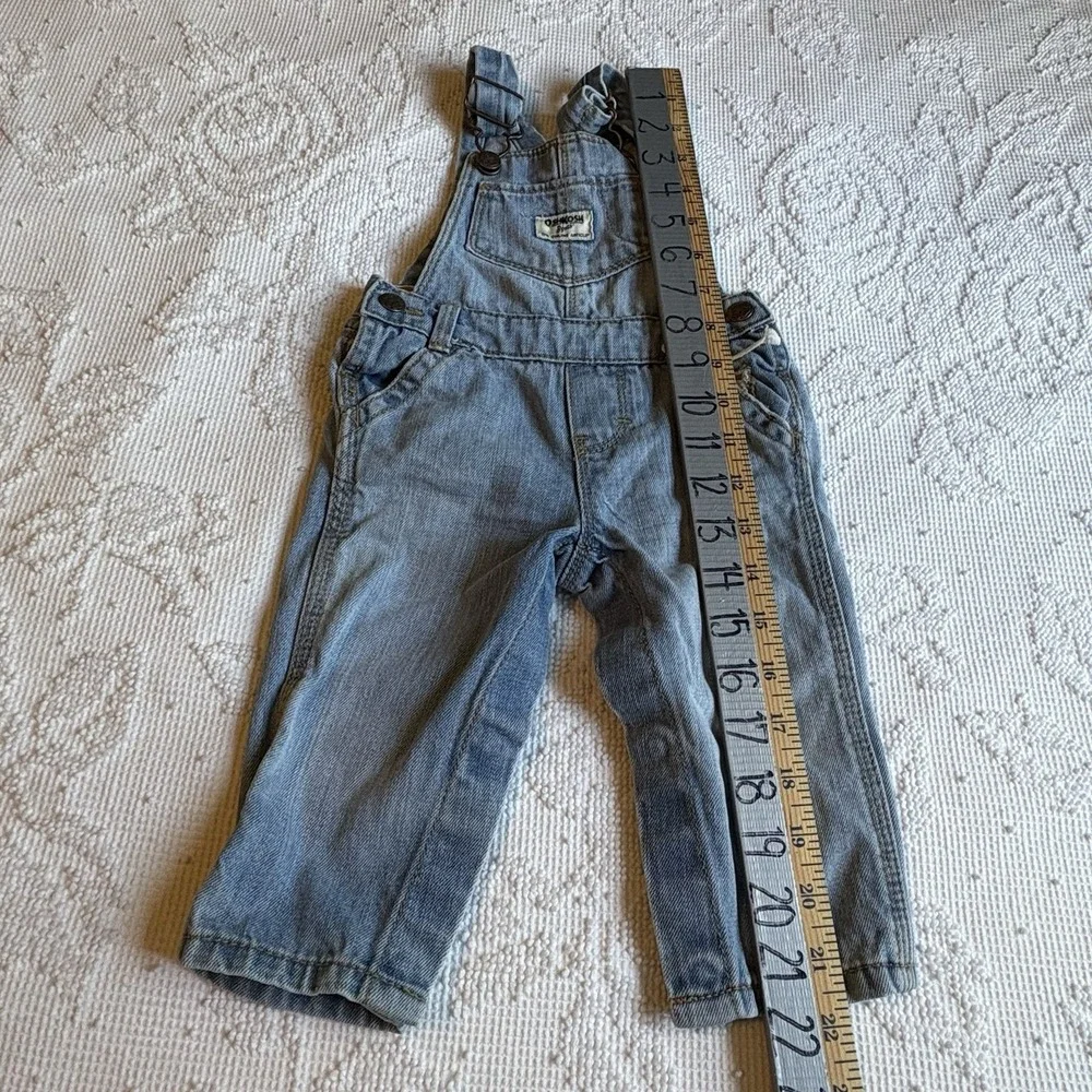 VTG Osh Kosh B Gosh Overalls‎ 90s Sz 9Mo Blue Denim W Small Bow On Waist EUC